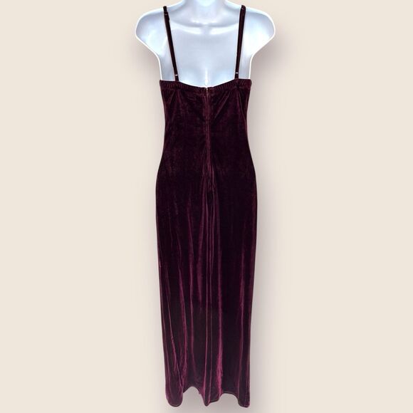 Y2K Whimsigoth Velvet Maxi Dress Size S Burgundy Prom Bling Vamp Fairy Romantic - Picture 3 of 13